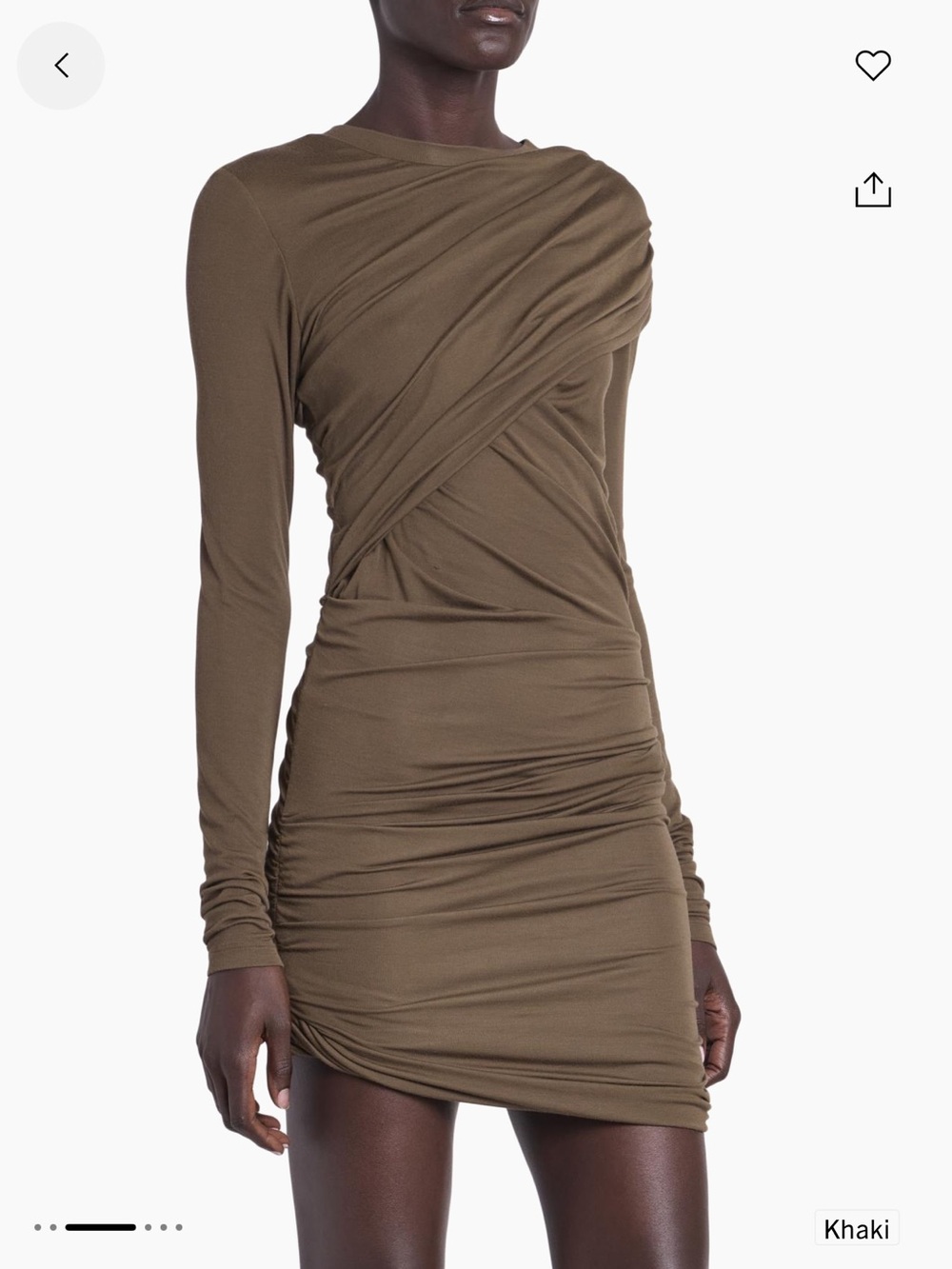 NWT Isabel Marant Étoile Khaki Ruched One-Shoulder Mini Dress - Picture 3 of 6